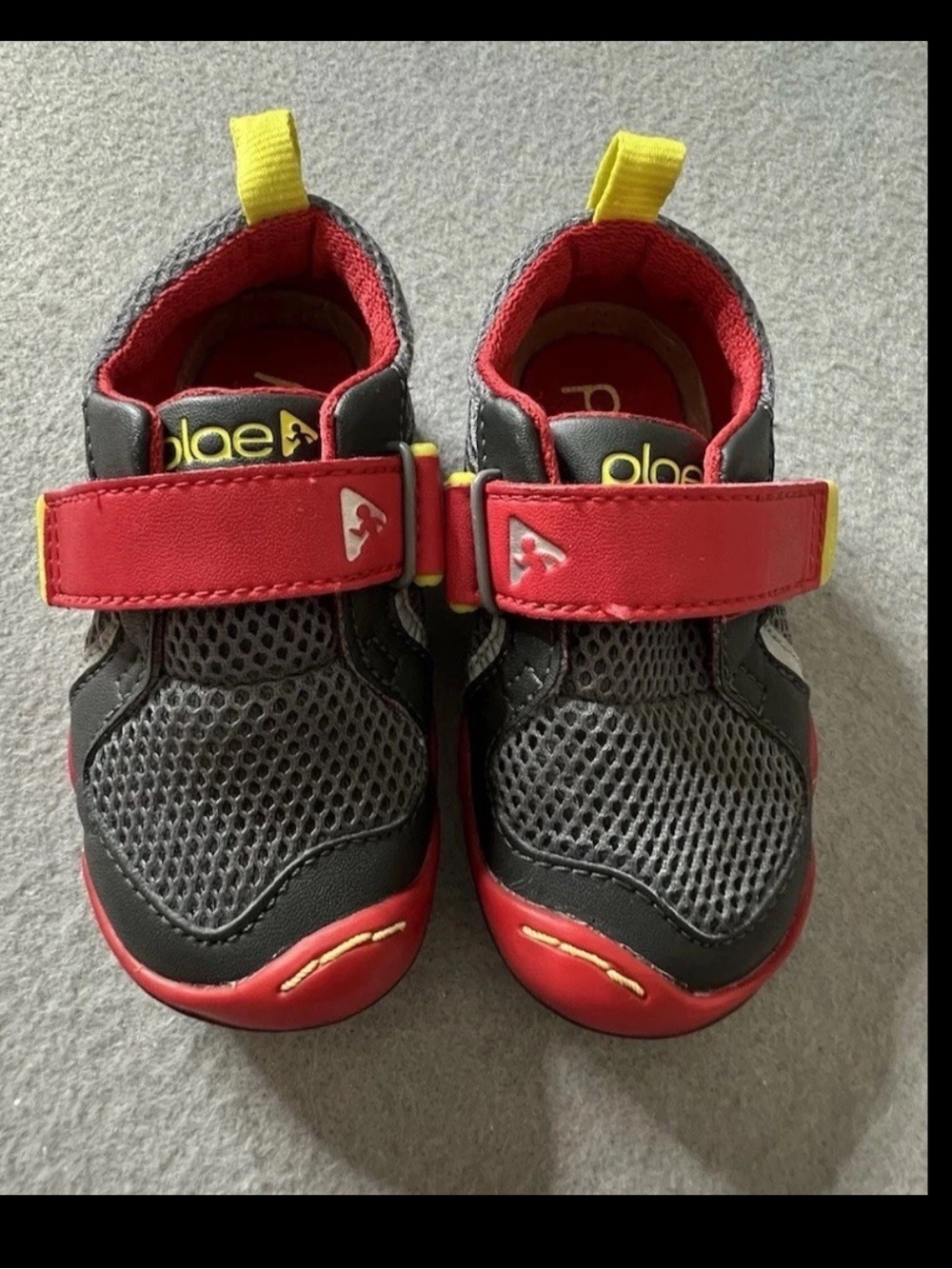 Plae Hook & Loop Shoes Boys Toddler 6.5 Gray Red Comfort Play Everyday